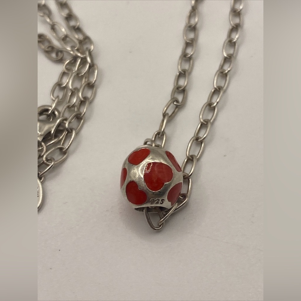 Vintage 925 Pandora Ale Ball Chain Heart Pendant Designs. 19” 9.09 grams - Picture 5 of 8